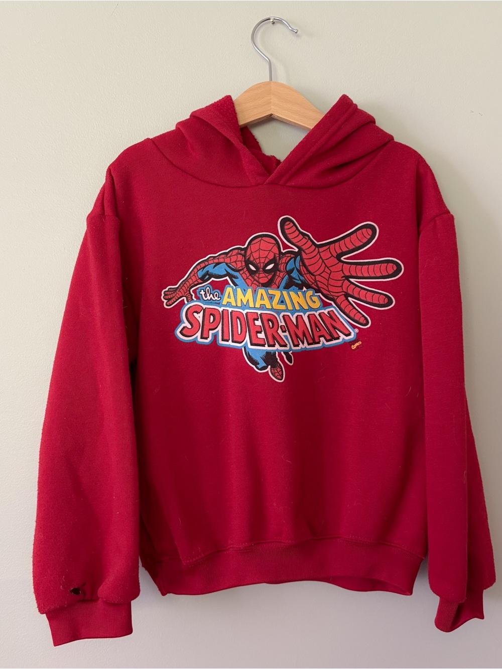 Marvel Red Spider-Man Graphic Hoodie with Yellow & Blue Accents